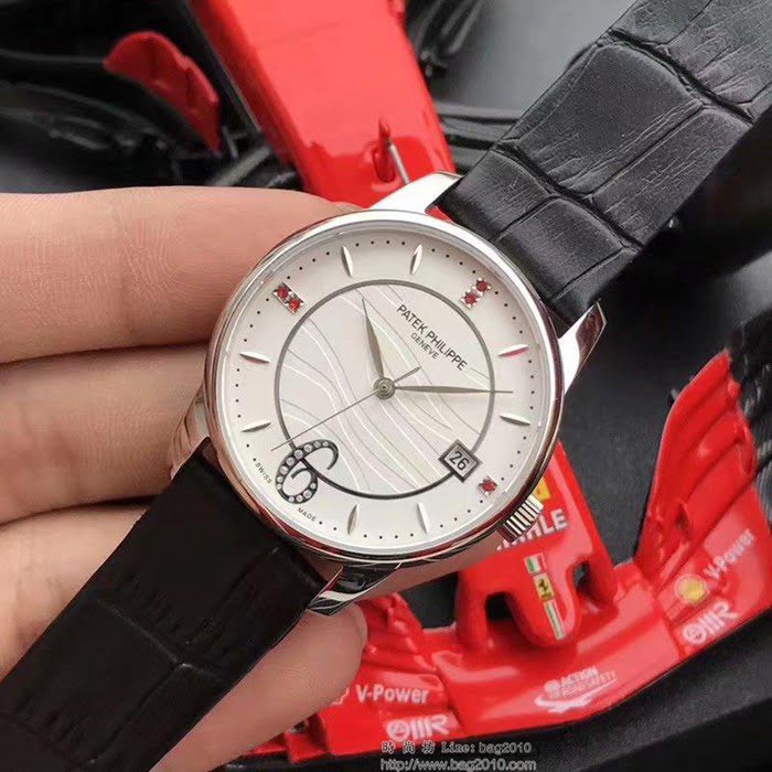 百達翡麗PATEK PHILPPE F1精品 流光皎潔輕奢復古 2019新款 6顆紅寶水晶錶盤 小牛皮錶帶 女士腕表  wssb4299